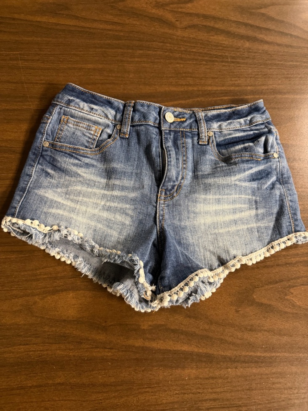 Altar’d State Short Shorts Pompom Cutoff Size 25 Denim Shorts Festival Boho